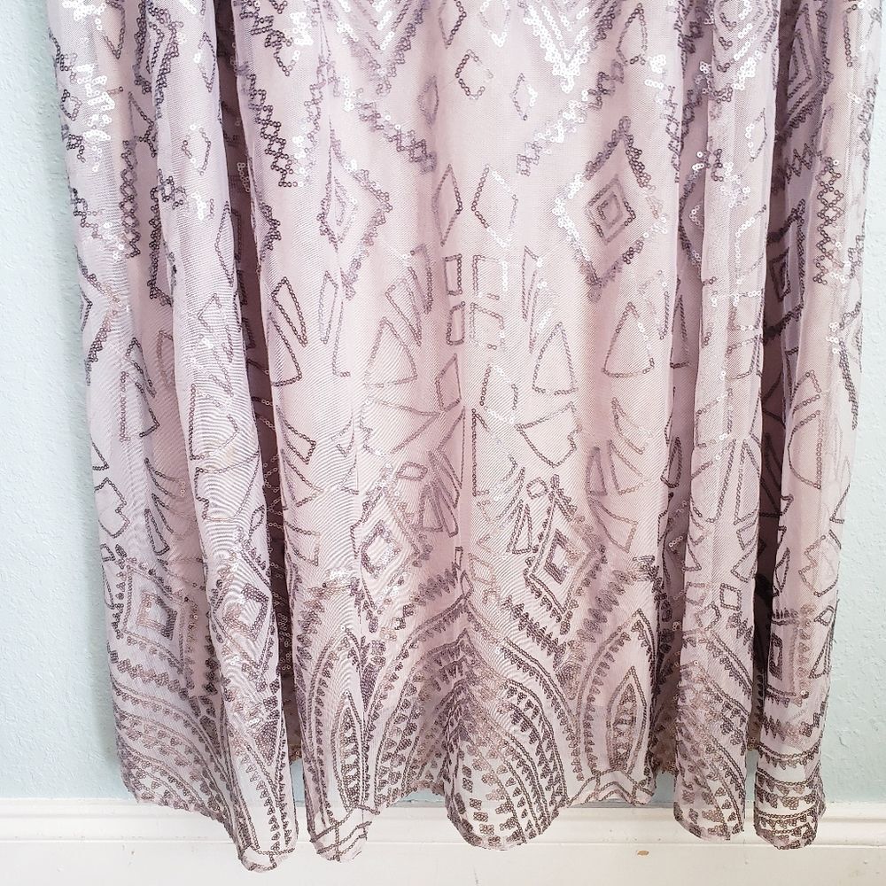 Marina Rose Gold Sequin Mesh V-neck Dress - Picture 3 of 10